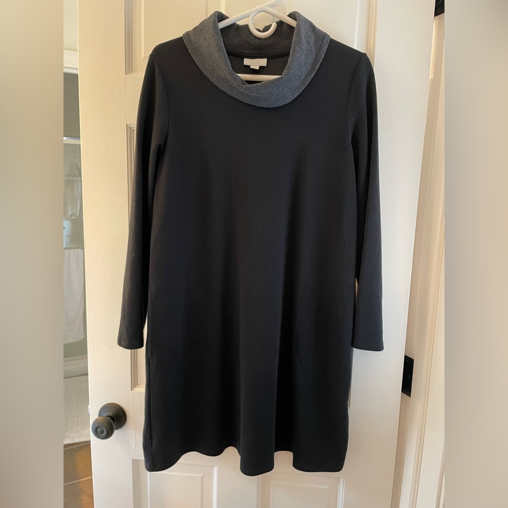 J Jill Pure Jill dress or tunic dark grey with lighter grey cowl